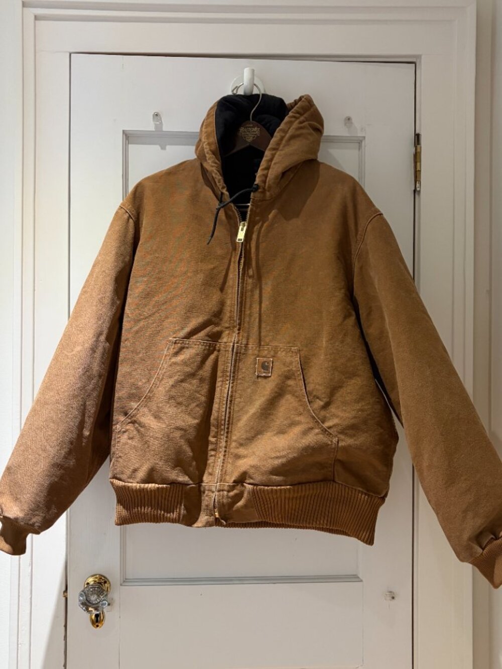 Carhartt Active Jac Vintage J130 BRN Hooded Brown Size Large Quilted - Picture 2 of 13